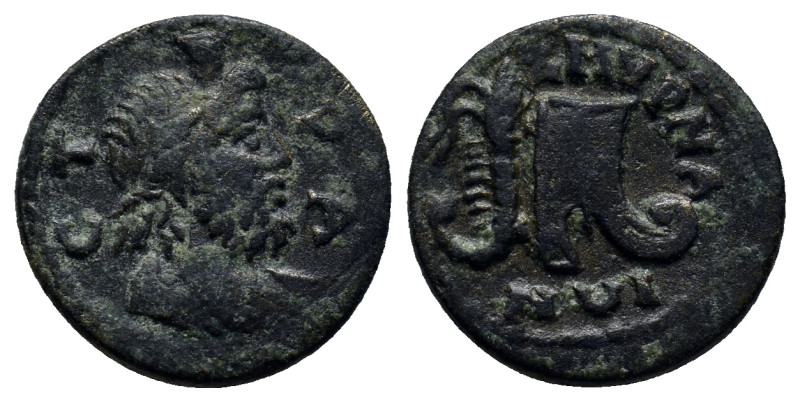 IONIA. Smyrna. Time of Septimius Severus, 193-211. AE (16mm, 2.6 g) Obv: CTPA Dr...