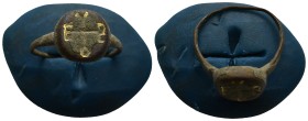 Byzantine bronze ring with monogram. (20mm, 5.2 g)