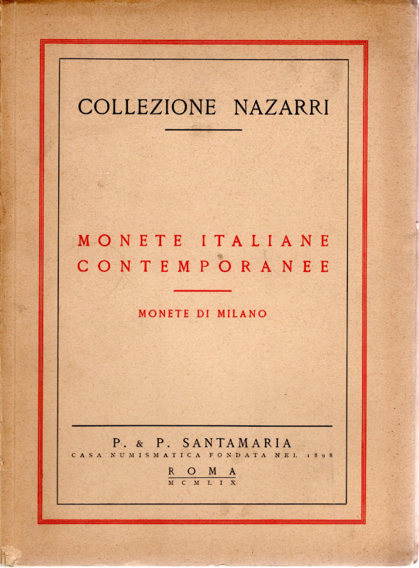 SANTAMARIA P. & P. – Roma, 8 – Ottobre, 1959. Collezione Nazarri. Monete italian...