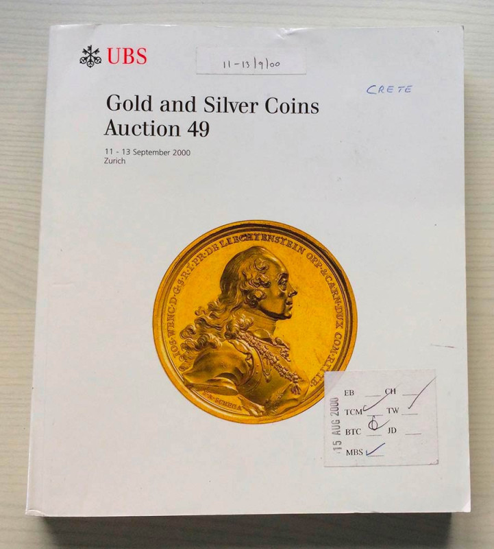 UBS Auction 49 Gold and Silver Coins. Zurich 11-13 September 2000. Brossura ed. ...