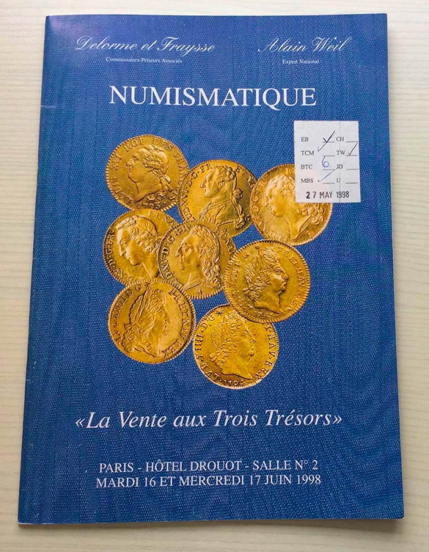 Weil A. “La Vente aux Trois Tresor “ Paris 16-17 Juin 1998. Brossura ed. lotti 6...