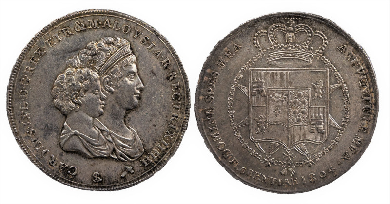 FIRENZE - REGNO D'ETRURIA - CARLO LUDOVICO (1803-1807) - Mezza dena 1804
Argento...