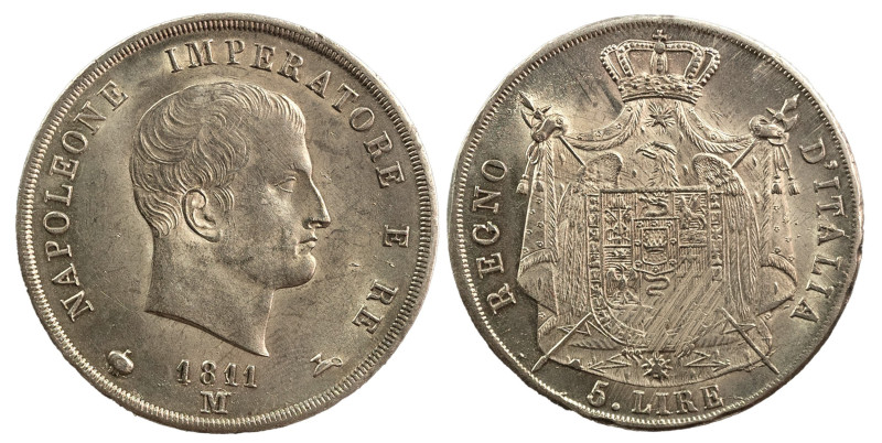 MILANO - NAPOLEONE I (1805-1814) - 5 lire 1811 (II° tipo)
Argento
Gigante 109a
M...