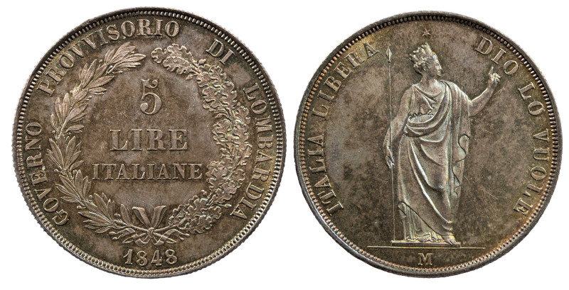 MILANO - GOVERNO PROVVISORIO DI LOMBARDIA (1848) - 5 lire 1848
Argento
Gigante 3...