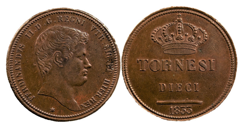 NAPOLI - FERDINANDO II (1830-1859) - 10 tornesi 1833
Rame
Gigante 184a   Raro...