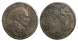 ALESSANDRO VIII (1689-1691) - Piastra, anno I
Argento
Berman 2174, Muntoni 13 Molto raro
Tracce di foro otturato
BB