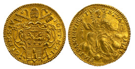 CLEMENTE XIV (1769-1774) - Zecchino, 1769, Roma
Oro
Berman 2928, Friedberg 240   Raro
Dritto di notevole qualità
Complessivamente q.FDC