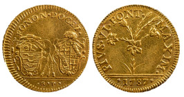 PIO VI (1775-1799) - Doppia 1787, Bologna
Oro
Berman 3023, Friedberg 386 Raro
Tracce di pulizia
BB-SPL