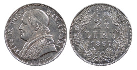 PIO IX (1846-1870) - 2 1/2 lire 1867
Argento
Gigante 284
q.SPL