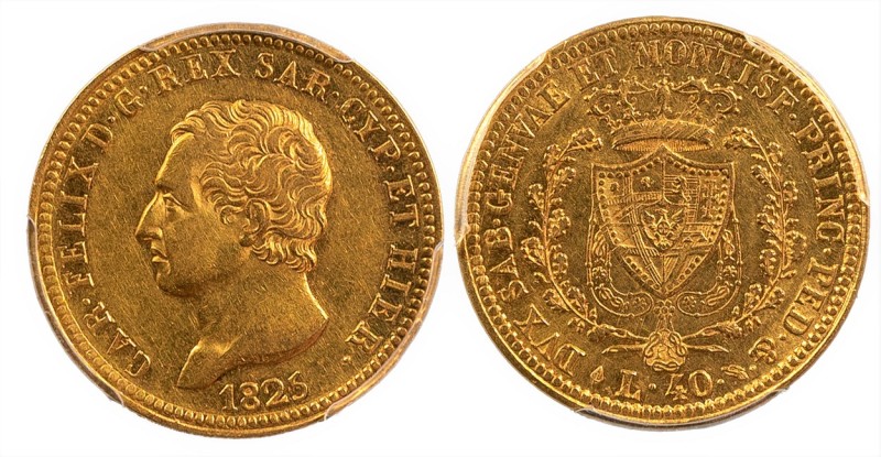 CARLO FELICE (1821-1831) - 40 lire 1825, Torino
Oro
Gigante 17, Pagani 42 Raro...