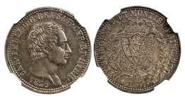 CARLO FELICE (1821-1831) - 1 lira 1826 Torino
Argento
Gigante 75, Pagani 100
NGC MS63
Certificato NGC numero 5882650-004