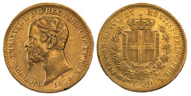 VITTORIO EMANUELE II, Re di Sardegna (1849-1861) - 20 lire 1858, Torino
Oro
Gigante 16, Pagani 353 Molto raro
q.SPL