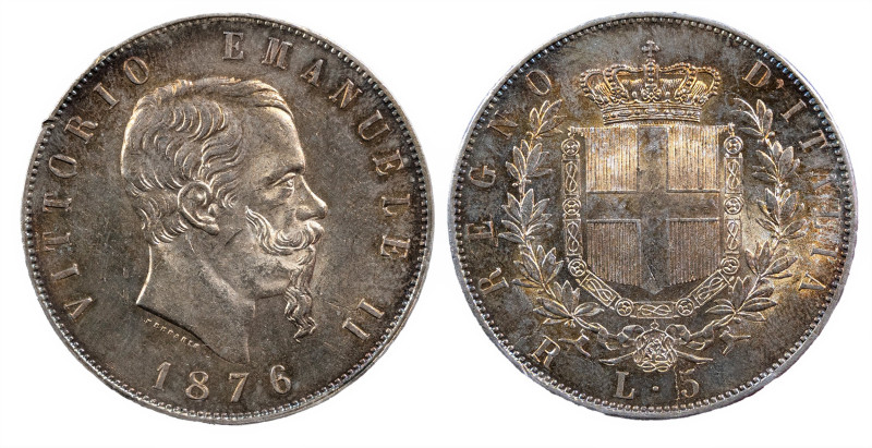 VITTORIO EMANUELE II (1861-1878) - 5 lire 1876, Roma
Argento
Gigante 51, Pagani ...