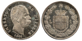 UMBERTO I (1878-1900) - 1 lira 1886
Argento
Gigante 37, Pagani 603
Impercettibile graffietto nel campo del /D ma esemplare di grande bellezza con fond...