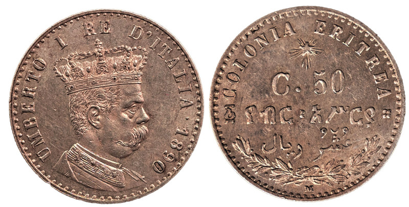 UMBERTO I, Colonia Eritrea (1890-1896) - 50 centesimi 1890
Argento
Gigante 8, Pa...