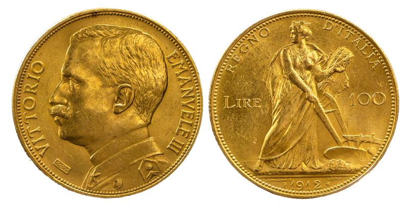 VITTORIO EMANUELE III (1900-1943) - 100 lire 1912
Oro
Gigante 4, Pagani 641 Molt...