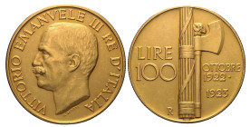 VITTORIO EMANUELE III (1900-1943) - 100 lire 1923
Oro
Gigante 7, Pagani 644  Raro
Sigillato SPL+ dal Perito NIP Barbaglia Sandro