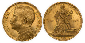 VITTORIO EMANUELE III (1900 - 1943) - 50 lire 1912
Oro
Gigante 16 Raro
Ottimo SPL-FDC