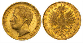 VITTORIO EMANUELE III (1900-1943) - 20 lire 1905
Oro
Gigante 27, Pagani 664 Raro
SPL-FDC