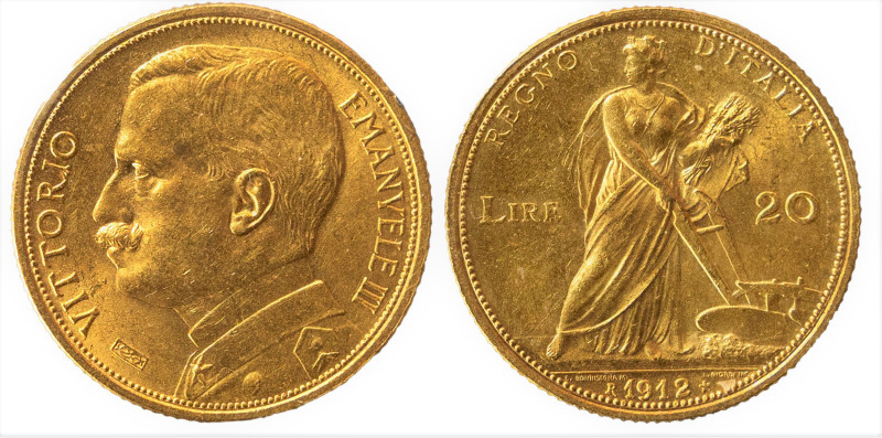 VITTORIO EMANUELE III (1900 - 1943) - 20 lire 1912
Oro
Gigante 31 Raro
Sigill...