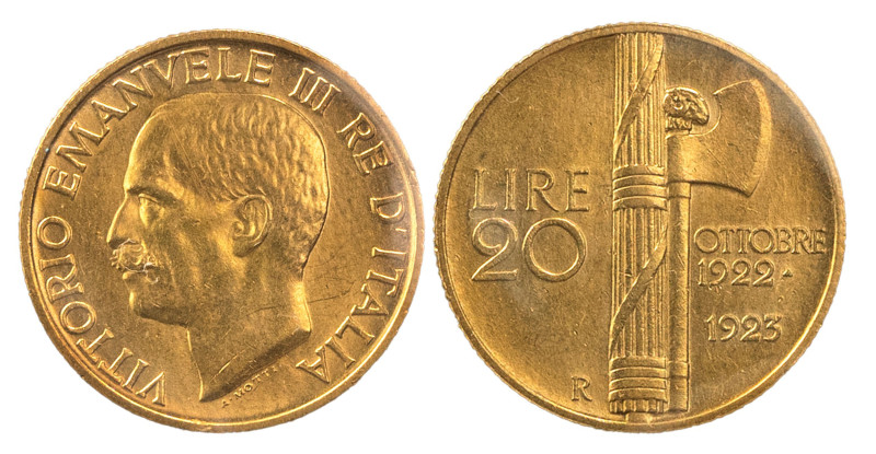 VITTORIO EMANUELE III (1900 - 1943) - 20 lire 1923
Oro
Gigante 34 Raro
Sigill...