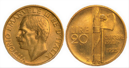 VITTORIO EMANUELE III (1900-1943) - 20 lire 1923
Oro
Gigante 34, Pagani 670   Raro
SPL-FDC