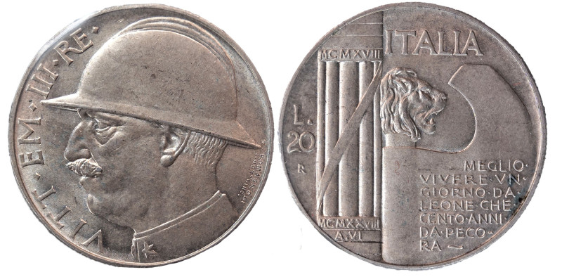 VITTORIO EMANUELE III (1900-1943) - 20 lire 1928
Argento
Gigante 44, Pagani 680 ...