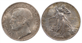 VITTORIO EMANUELE III (1900-1943) - 2 lire 1911
Argento
Gigante 100, Pagani 736
Esemplare di buona qualità
SPL-FDC