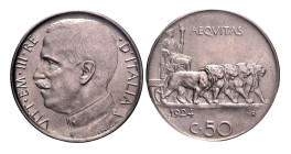 VITTORIO EMANUELE III (1900-1943) - 50 centesimi 1924, liscio
Nichelio
Gigante 168, Pagani 804 Rarissimo
Sigillato FDC dal Perito NIP Negrini Raffaele