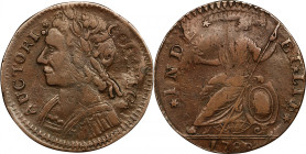1788 Connecticut Copper. Miller 8-K, W-4495. Rarity-6+. Mailed Bust Left. VF-35 (PCGS).
108.9 grains. A beautiful example of this rare variety and am...