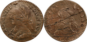 1788 Connecticut Copper. Miller 9-E, W-4500. Rarity-4+. Mailed Bust Left. EF-40 (PCGS).
136.4 grains. An attractive and high quality example, conserv...