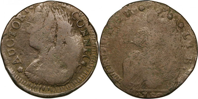 1788 Connecticut Copper. Miller 14.1-S, W-4575. Rarity-7+. Draped Bust Left. VG-...