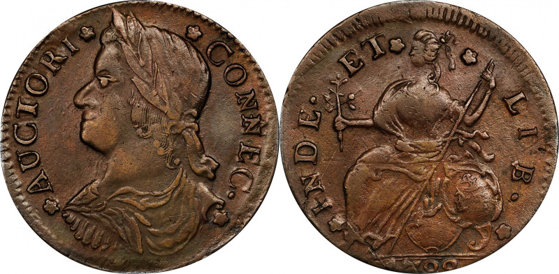 1788 Connecticut Copper. Miller 15.1-L.1, W-4585. Rarity-4. Draped Bust Left. AU...