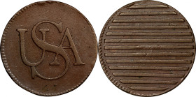 (1785) Bar Copper. W-8520, Breen-1145. AU-53 (PCGS).
85.9 grains. Just a superb example of this always popular issue, with absolutely ideal surfaces ...