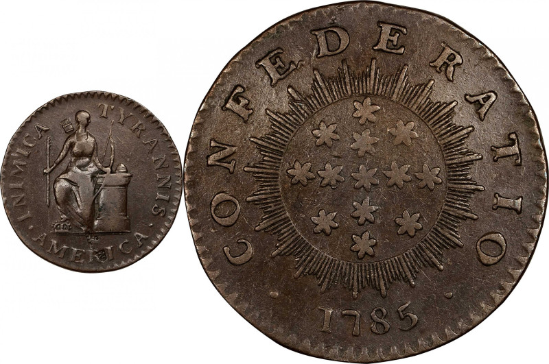 1785 Inimica Tyrannis / Confederatio. W-5630, Breen-1123. Rarity-7. Copper. INIM...