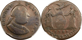1787 George Clinton Copper. W-5790, Breen-989. Rarity-6+. Fine-15 (PCGS).
144.8 grains. 135 degree die rotation. A famous example of a singularly pop...