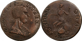 1784 Circulating Counterfeit Halfpenny. Vlack 14-84A, W-8130. Rarity-5. Machin's Mills Related. VF-35 (PCGS).
97.8 grains. An outstanding example of ...