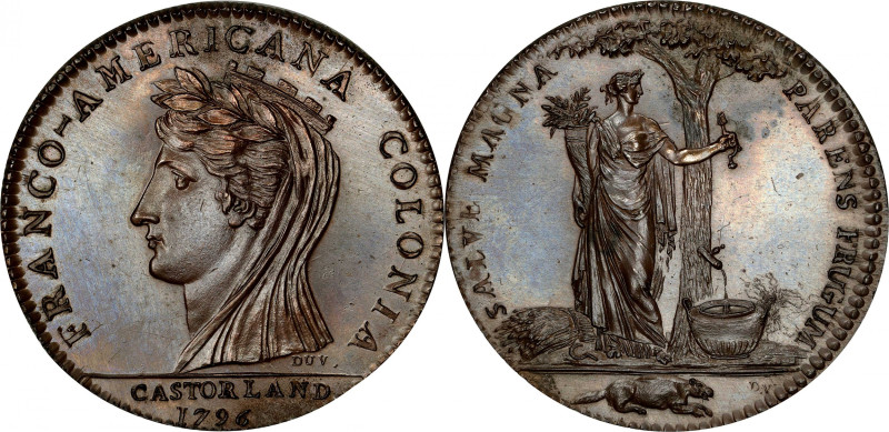 1796 Castorland Medal. Copper, Original. W-9110, Breen-1059. MS-64 BN (PCGS). Re...