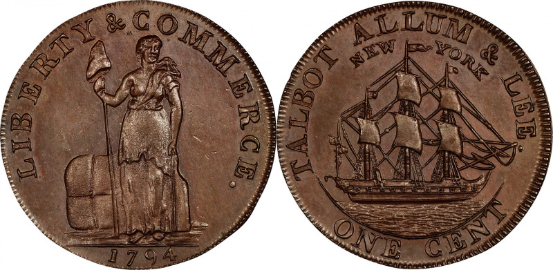 1794 Talbot, Allum & Lee Cent. Fuld-4, W-8590. Rarity-2. With NEW YORK. Small & ...