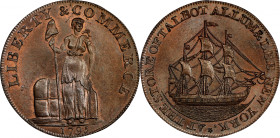 1795 Talbot, Allum & Lee Cent. Fuld-1, W-8620. Rarity-1. Lettered Edge: WE PROMISE TO PAY THE BEARER ONE CENT. MS-65 BN (PCGS).
152.6 grains. A fabul...