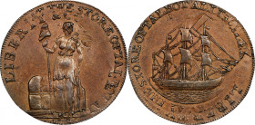 1795 Talbot, Allum & Lee Cent. Fuld-1, W-8620. Rarity-1. Lettered Edge: WE PROMISE TO PAY THE BEARER ONE CENT--Flipover Double Strike--AU-58 (PCGS).
...