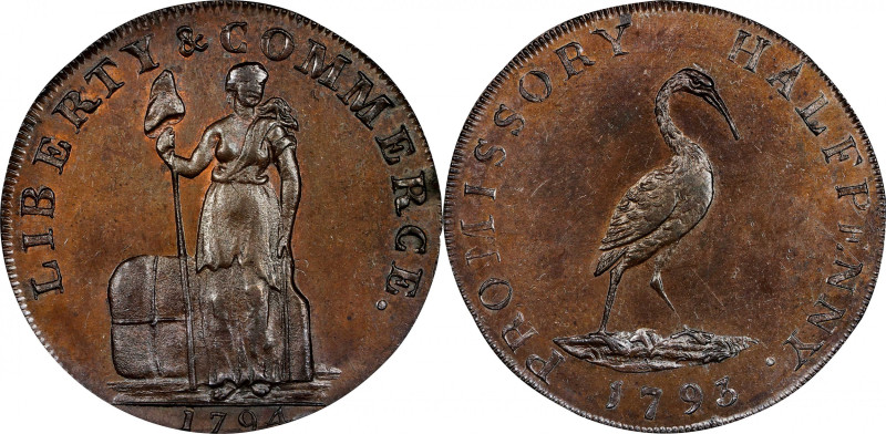 1794 Talbot, Allum & Lee Cent / Promissory Halfpenny Mule. Fuld Mule-2A, W-8690....