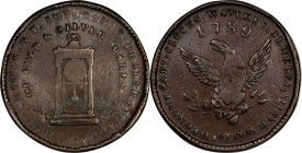 "1789" Mott Token. Breen-1024, Rulau-E NY 612. Thick Planchet. Engrailed Edge. VF-35 (PCGS).
211.2 grains. A rare variety of Mott token, seen much le...