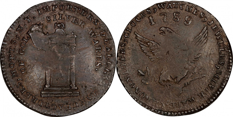 "1789" Mott Token. Breen-1025, Rulau-E NY 612. Thin Planchet. Engrailed Edge. AU...