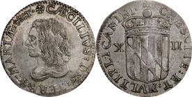 Undated (1659) Maryland Lord Baltimore Shilling. W-1080, Breen-64, Hodder 1-A. AU-53 (PCGS).
69.8 grains. One of the very nicest survivors of this im...