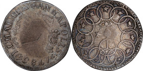 1783 John Chalmers Shilling. W-1795, Breen-1010. Rarity-7+. Rings. VF-35 (PCGS).
One of the most important of all early American coins: the finest kn...