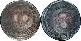 1783 John Chalmers Shilling. W-1785, Breen-1011. Rarity-4+. Birds, Short Worm. VF Details--Damage (PCGS).
52.7 grains. Well detailed and attractive, ...