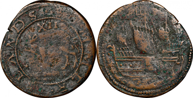 Undated (ca. 1616) Sommer Islands Shilling. BMA Type I, W-11460. Small Sails. Fi...