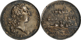 1758 Oswego Captured Medal. Betts-415. Silver. Extremely Fine.
31 mm, approximate. 11.3 grams. Boldly struck on a slightly ovoid planchet, we note on...