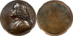Undated (ca. 1762) Benjamin Franklin, L.L.D. Medal. Betts-545, Greenslet GM-1. Bronze. MS-63 BN (NGC).
37 mm. Struck with a blank reverse die with a ...